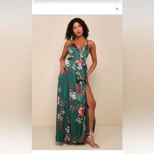 Lulus green floral maxi dress